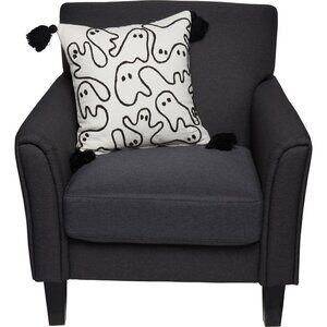 NEW  Indigo Moon Ghostly Embroidery Throw Pillow - 18x18” Halloween Decor Ghost